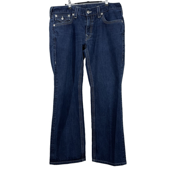 True Religion Size 36 x 31 Ricky Straight Leg Jeans Body Rinse Back Flap pockets - Picture 2 of 8